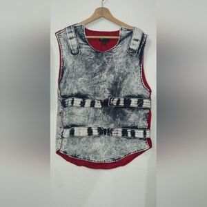 Aime Leon Dore Red and Blue Graphic Vest